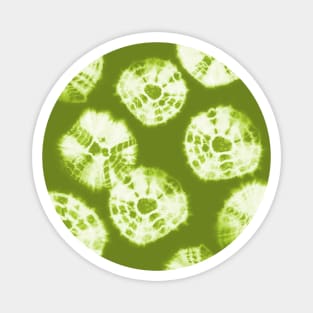 Shibori Kumo tie dye white dots over lime green Magnet